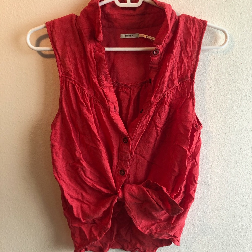 Sleeveless Bright Pink Button Up Top